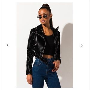 Azalea Wang Liquid Velvet Luxy Moto Jacket